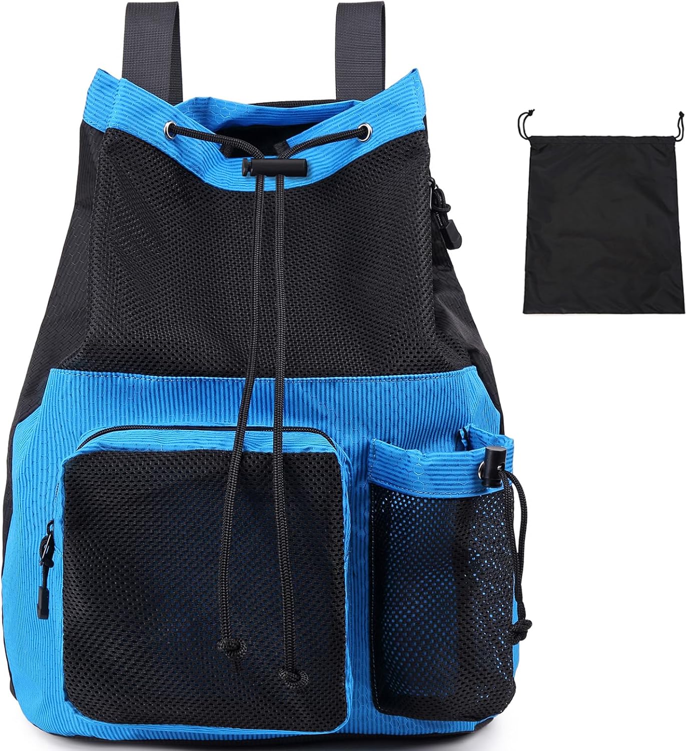 Lohol Large Mesh Drawstring Backpack with Shoe Bag, Durable Swimming String Sack with Handle for Sports Gym Yoga Beach Travel