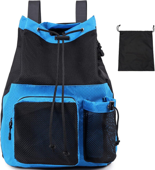 Lohol Large Mesh Drawstring Backpack with Shoe Bag, Durable Swimming String Sack with Handle for Sports Gym Yoga Beach Travel