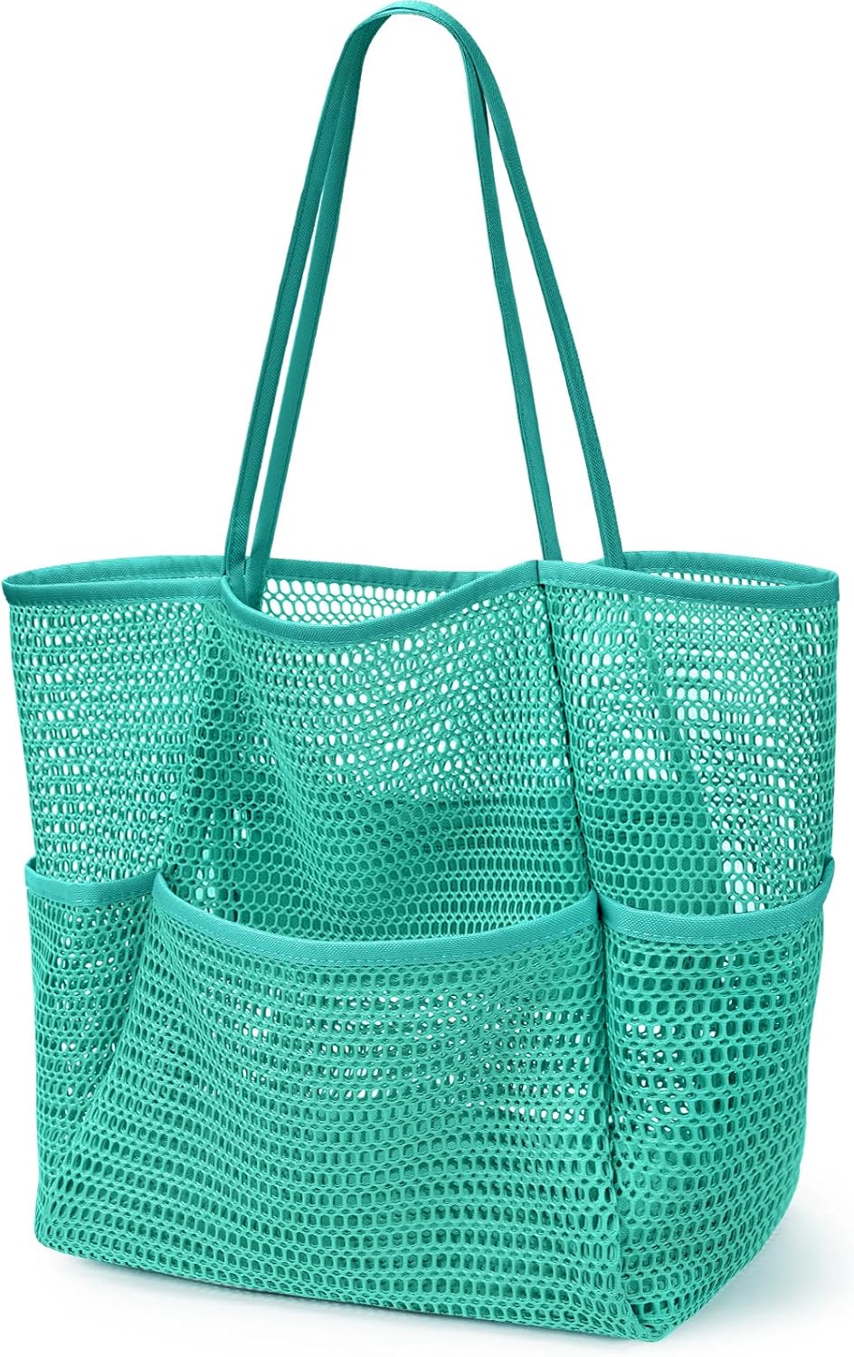 KPX Beach Bag with Mini Pocket, Beach Tote Bags for Women Large Foldable Mesh Swimming Pool Travel Bags - Sandproof
