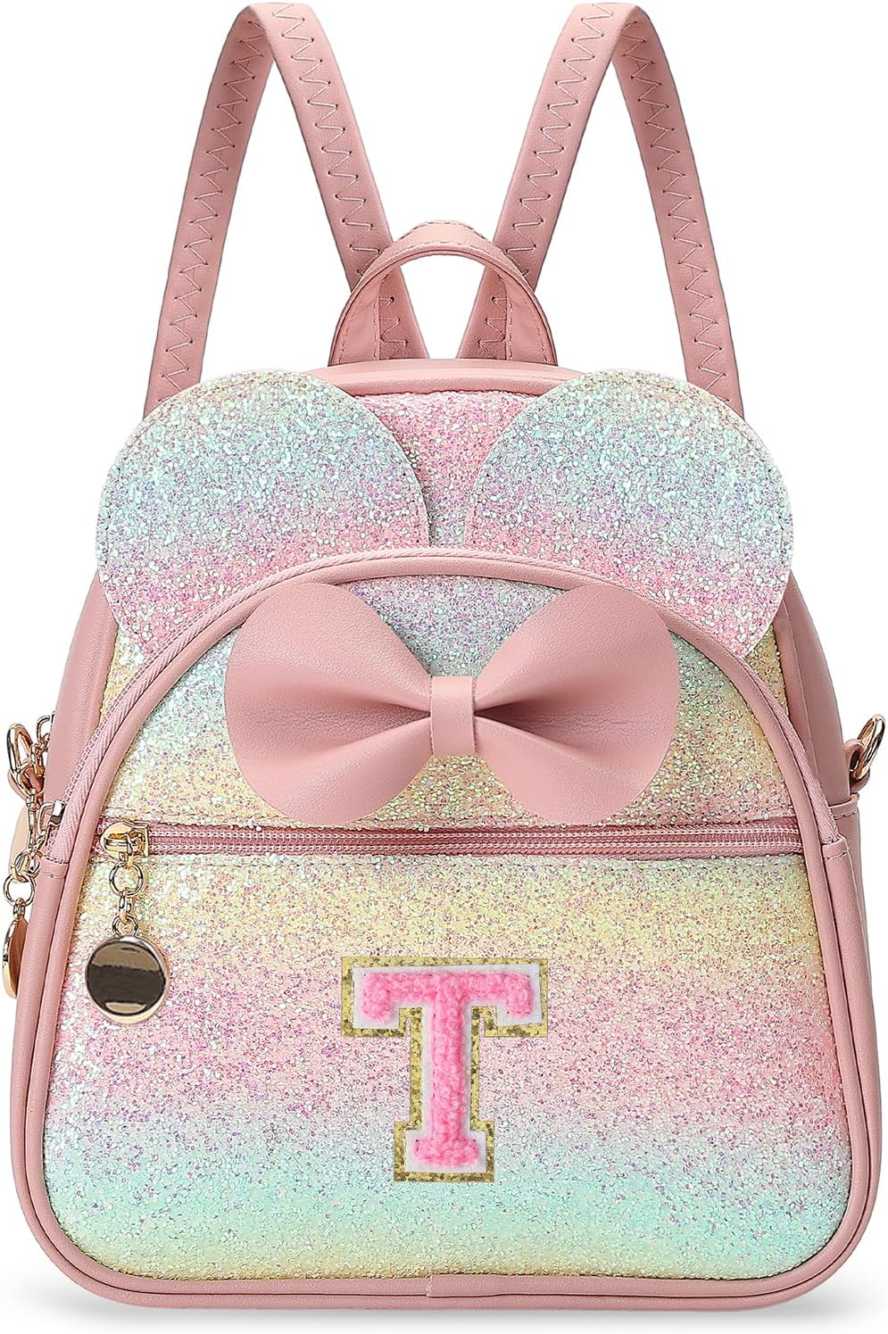 Christmas Birthday Gift for 2 3 4 5 6 7 8 9 10 Year old Girls Personalized Initial Mini Backpack Purse for Toddler Kids-Shine-T