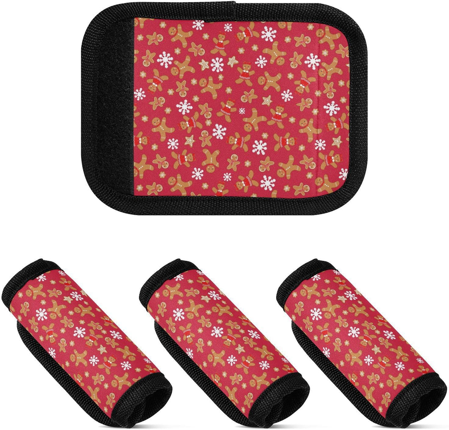 Christmas Cookies Gingerbread 2 Pack Luggage Handle Wrap for Suitcase Luggage Identifier Travel Tags Handle Protection Sleeve Cover