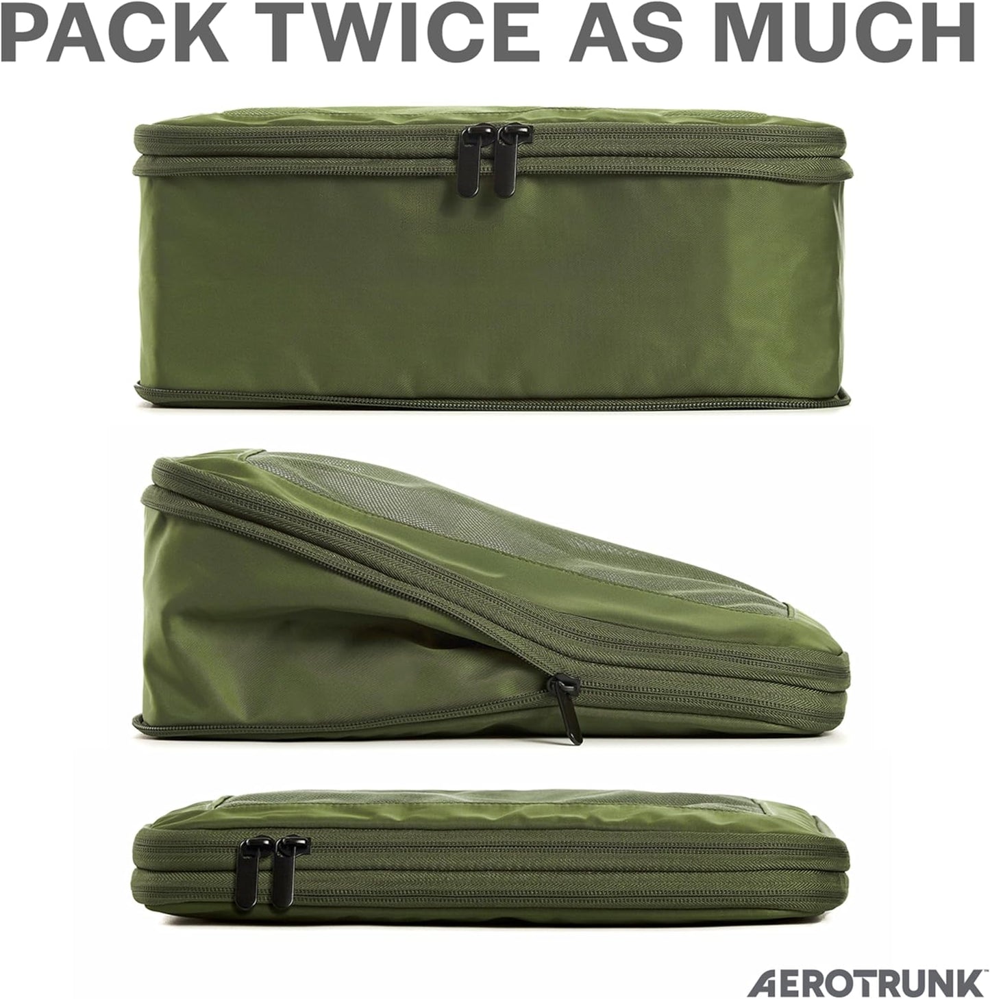 Aerotrunk Compression Packing Cubes for Travel - Luggage Organizer Bags - Double Zipper Packing