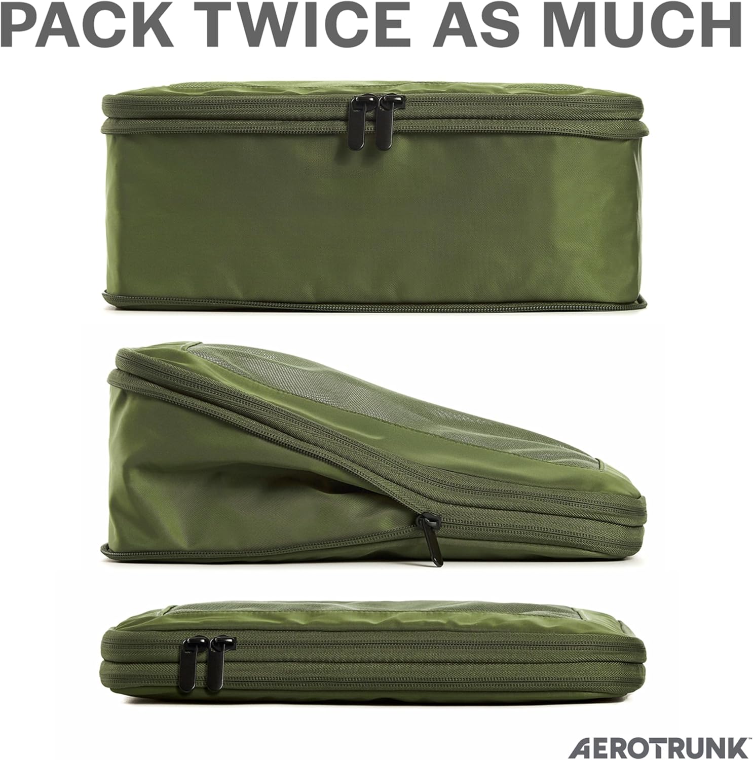 Aerotrunk Compression Packing Cubes for Travel - Luggage Organizer Bags - Double Zipper Packing