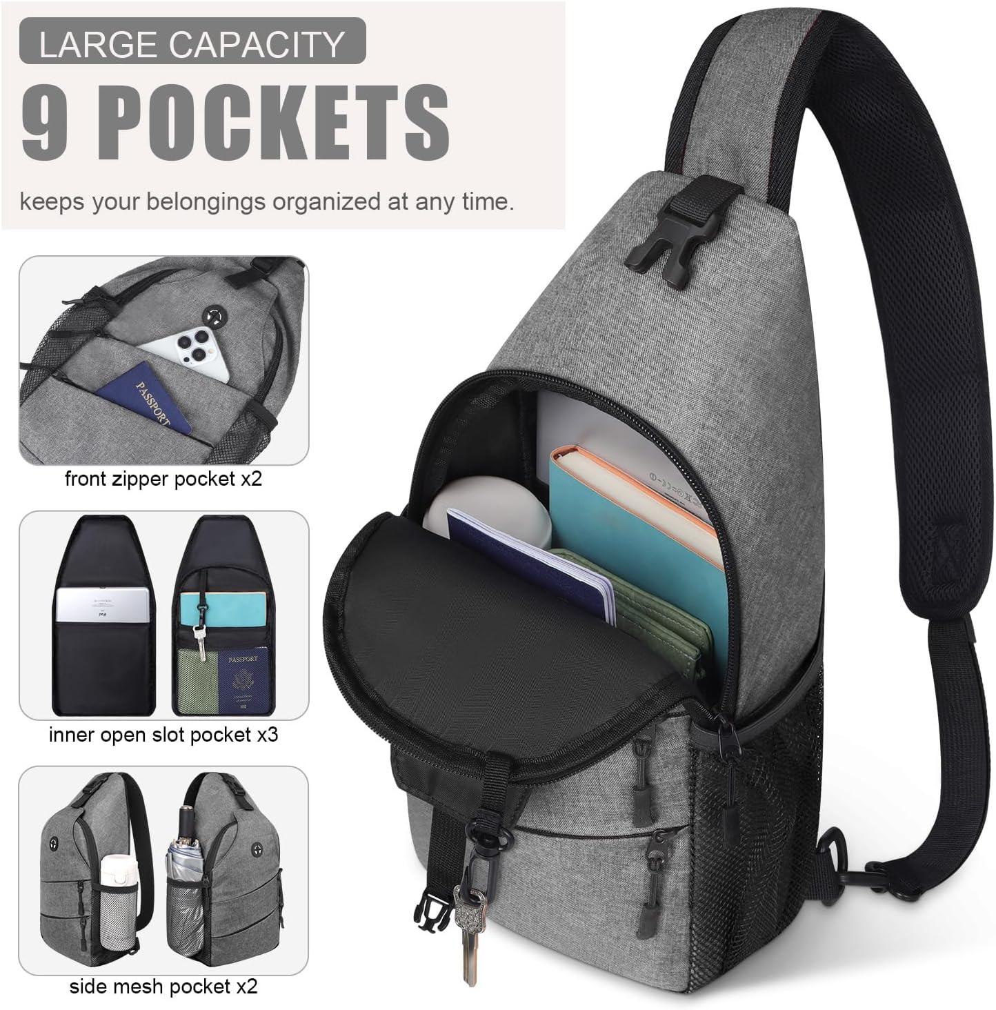 Crossbody Bags for Women Men Trendy Sling Bag Backpack Casual Chest Bag with Convertible Shoulder Strap