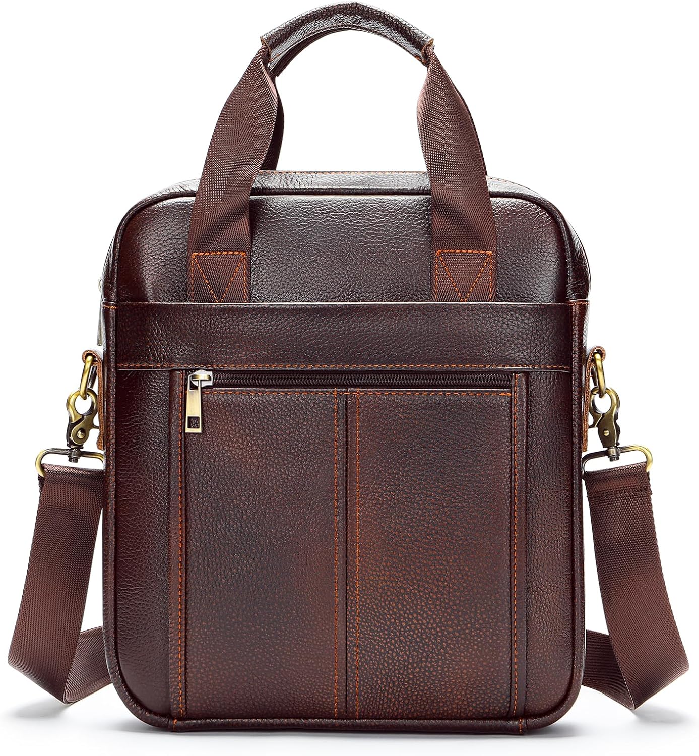 LUKZIJAES Genuine Leather Shoulder Messenger Bag for Men Adjustable Shoulders Sling Crossbody Bags