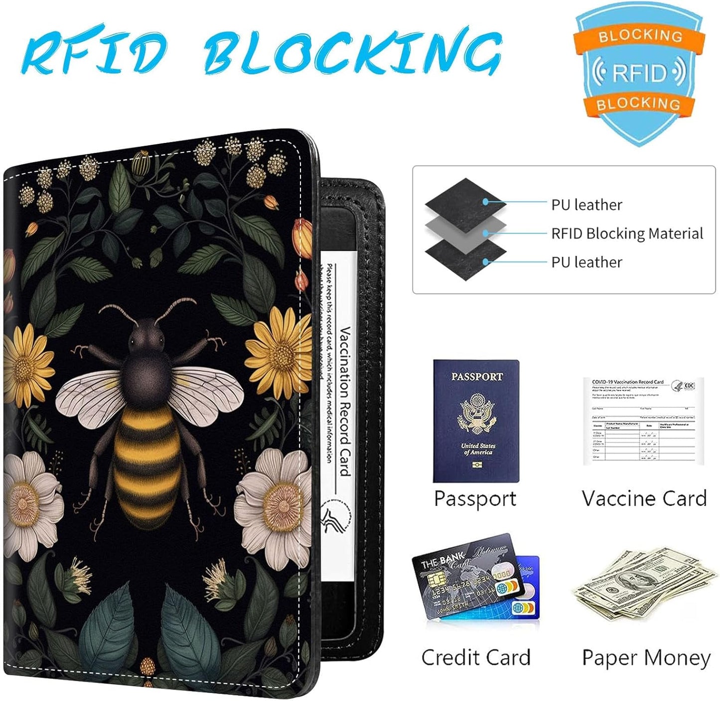 Passport Holder Cover Wallet Travel Essentials RFID Blocking Case Leather Passport Cover Wallet