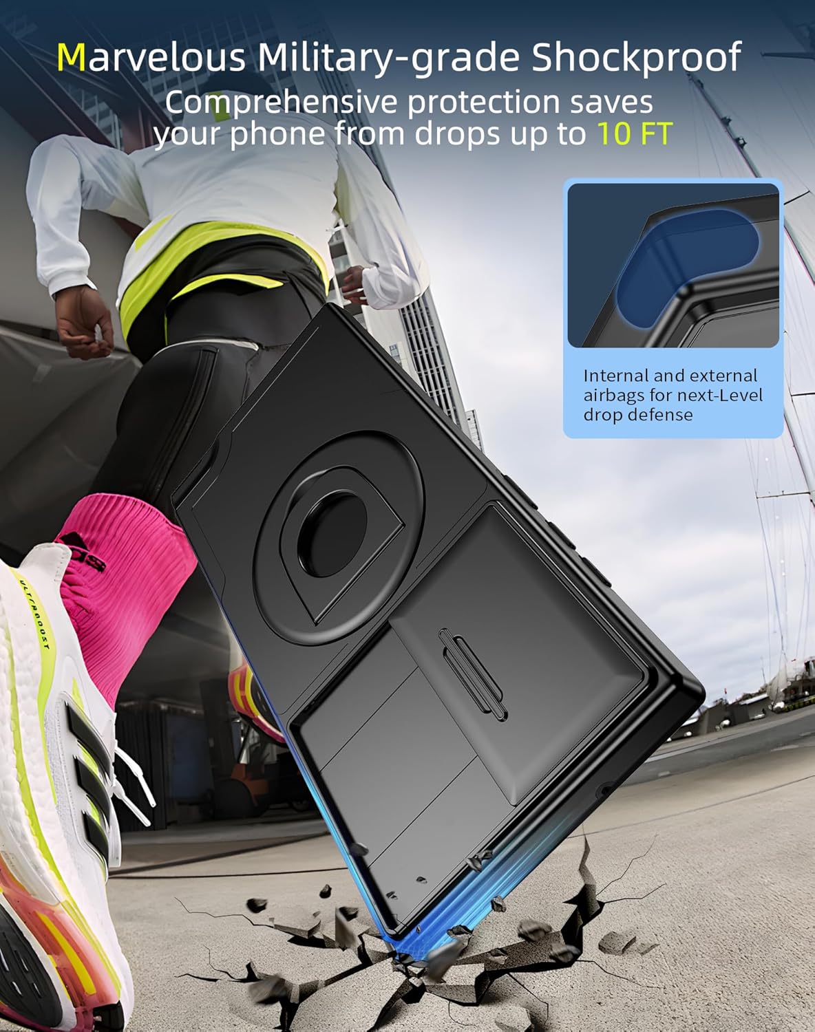for Samsung Galaxy S22 Ultra Case Magnetic Compatible with MagSafe Wireless Charging,with Screen Protector,Built-in Stand Ring+Camera Cover Anti-Scratch Shockproof Heavy Duty Protection Black
