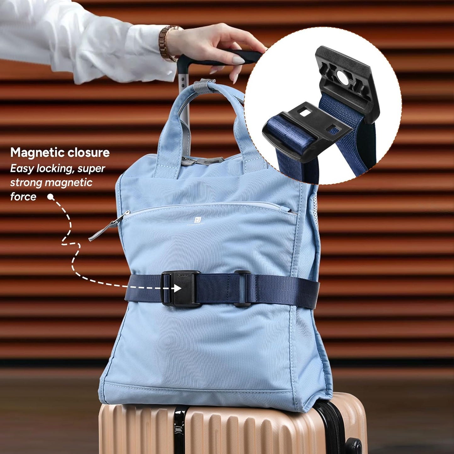 Travel Inspira Magnetic Quick-Release Travel Belt for Luggage Strap - Hands-Free, Lightens Load, Secures Multiple Bags, Adjustable & Lightweight for Effortless Travel
