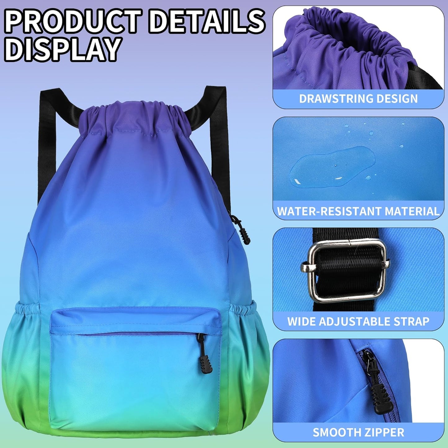 Drawstring Backpack for Women Drawstring Gym Bag Water Resistant Small Cinch Sack Pull String