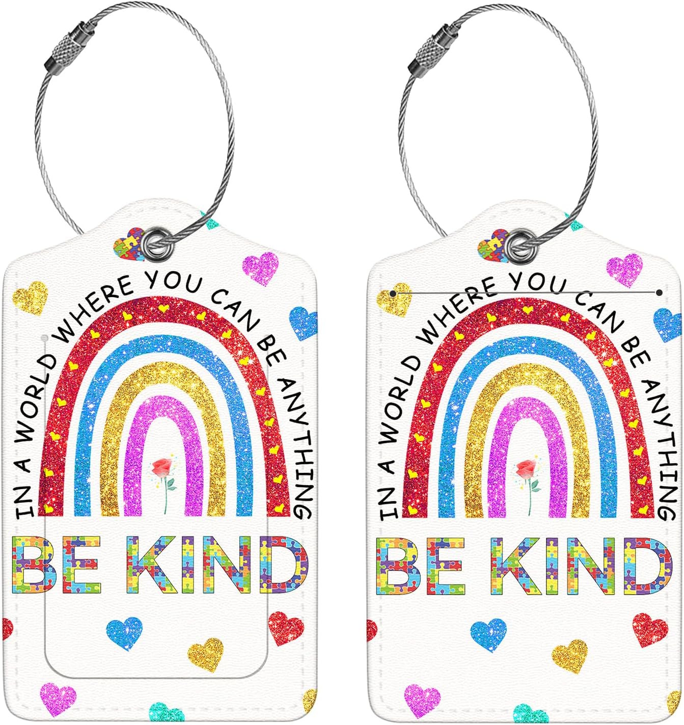 2 Pcs Luggage Tags for Suitcases, PU Leather Cruise Ship Luggage Tags with Privacy Cover Label