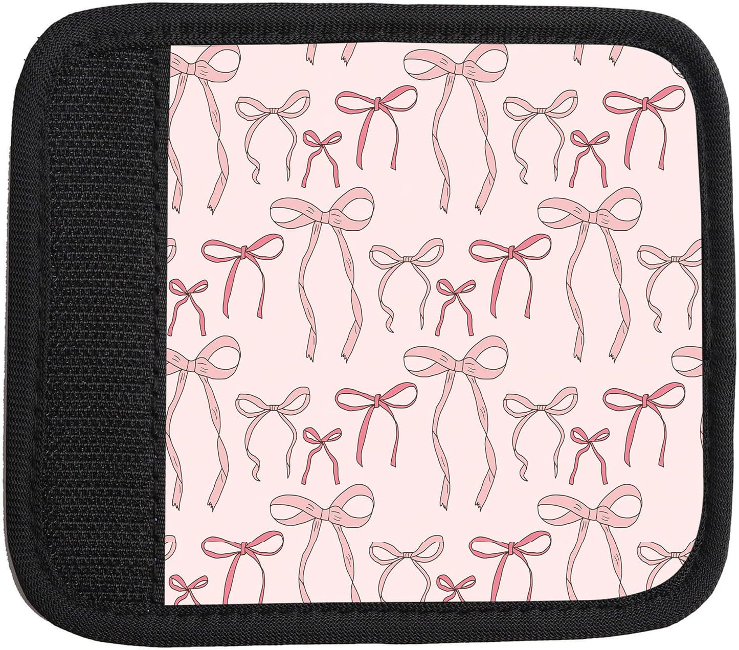 2 Pack Luggage Handle Wrap Travel Tags - Set of Luggage Tags for Suitcases, Identifiers, Marker, and Handle Covers - Cruise Accessories and Travel Gifts（Boho Pink Bow