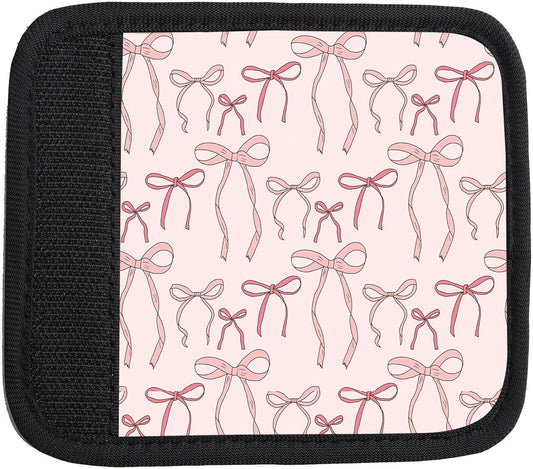 2 Pack Luggage Handle Wrap Travel Tags - Set of Luggage Tags for Suitcases, Identifiers, Marker, and Handle Covers - Cruise Accessories and Travel Gifts（Boho Pink Bow