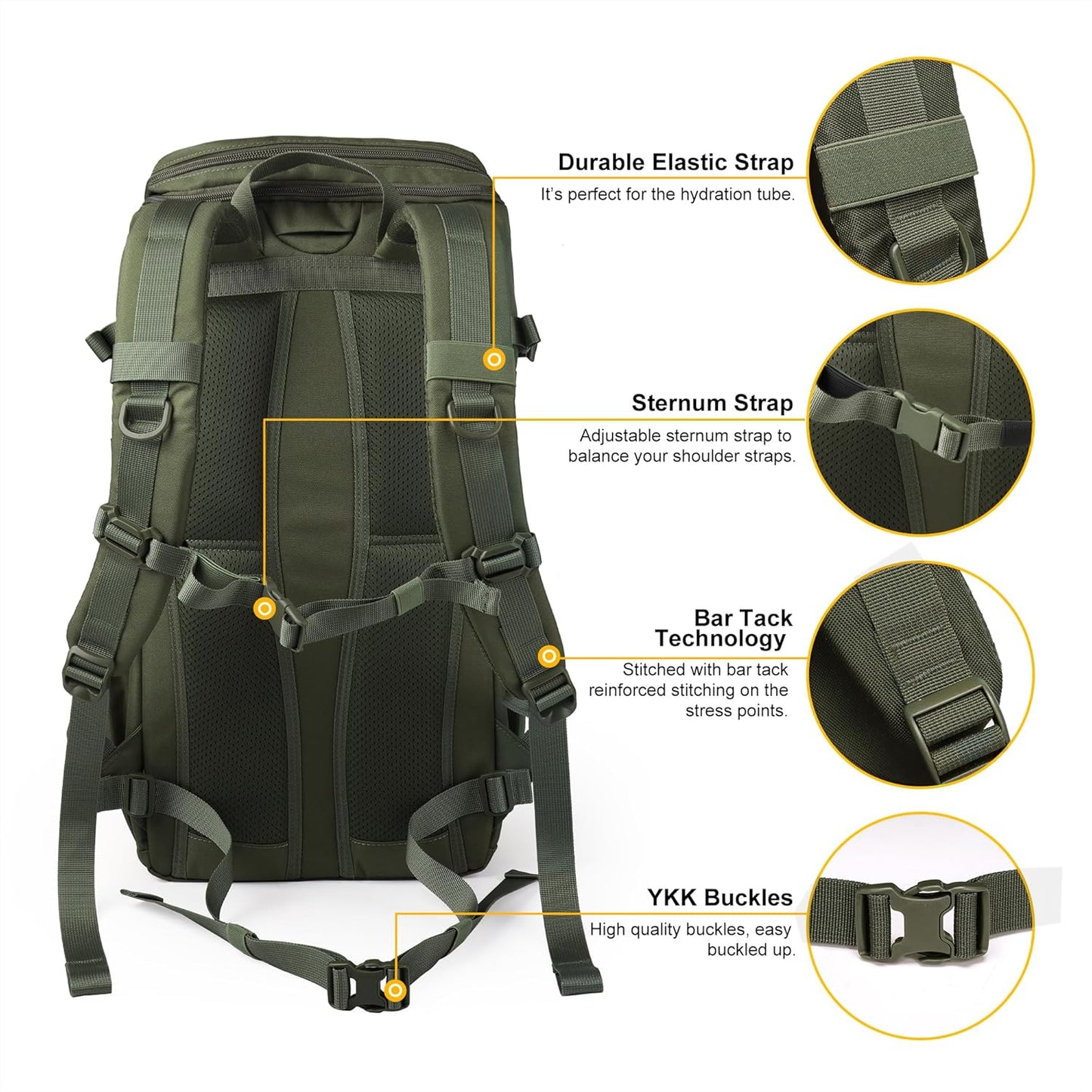 Mardingtop Tactical Backpacks Molle Hiking daypacks for Motorcycle Camping Hiking Military Traveling,25L Backpack