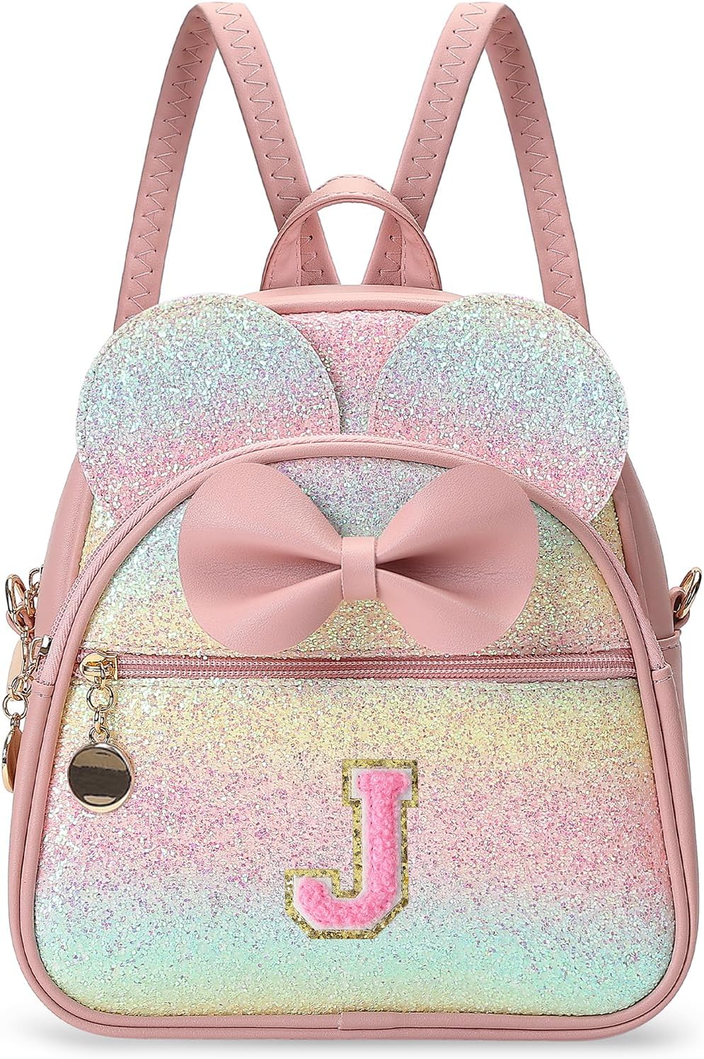 Christmas Birthday Gift for 2 3 4 5 6 7 8 9 10 Year old Girls Personalized Initial Mini Backpack Purse for Toddler Kids-Shine-J