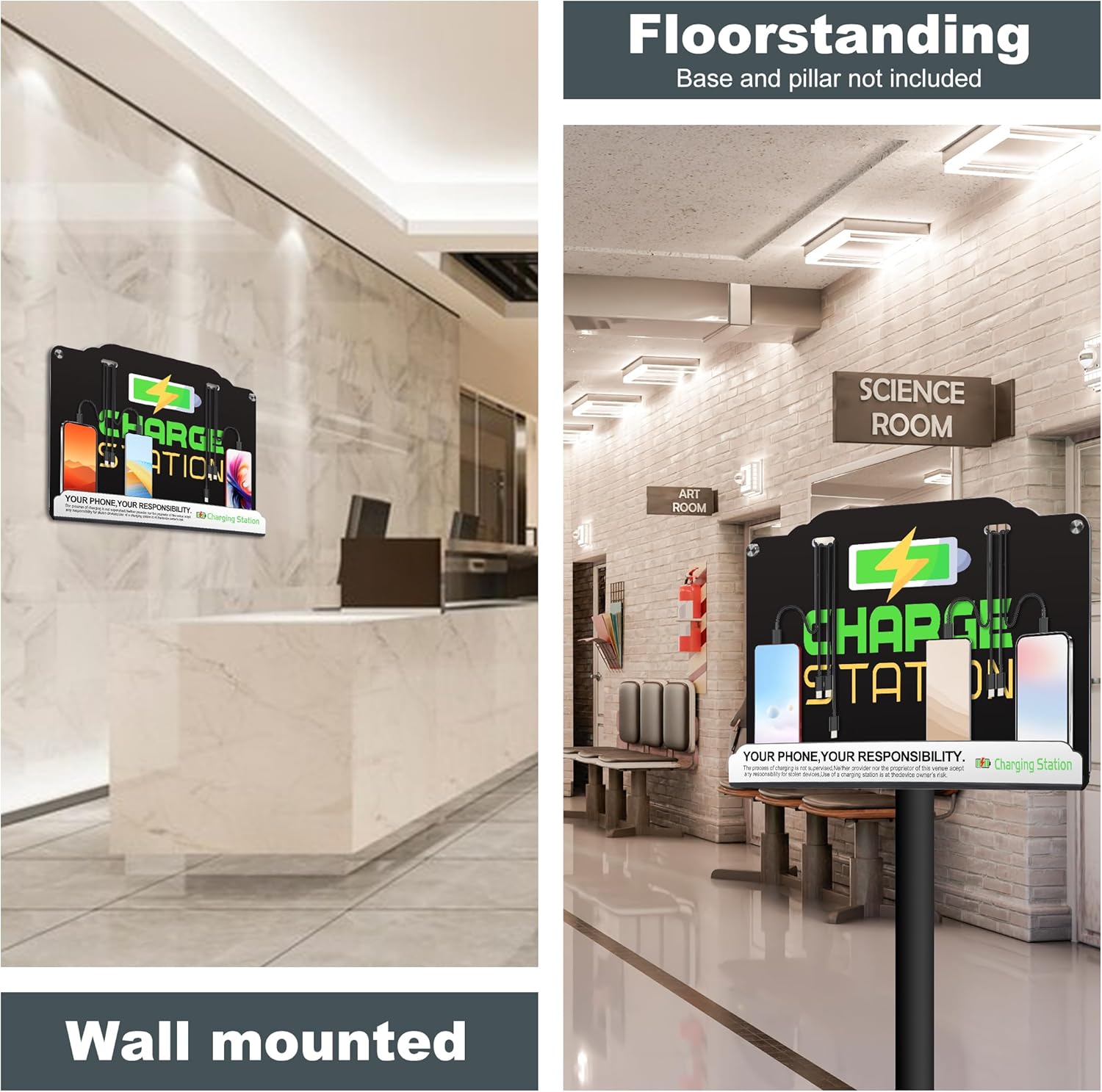 Wall Mount Charging Station with 8 Ports Phone Charger with Type-C,Android Port | Applicable for