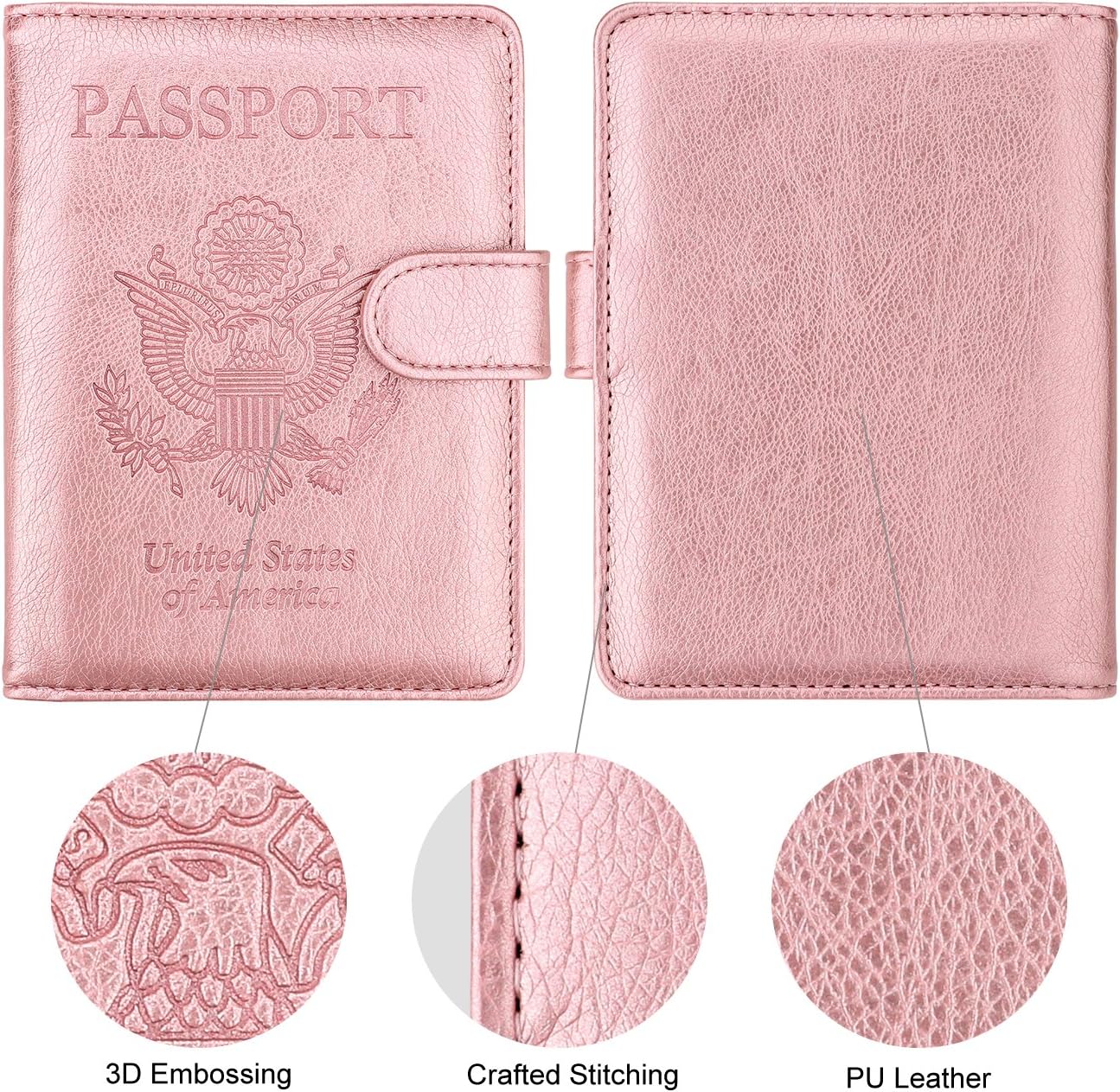 WALNEW Passport Holder for Travel, RFID Passport Cover Wallet for Women Men, PU Leather Passport Book Card Holder Case with Pen, Travelling Essentials for Flying