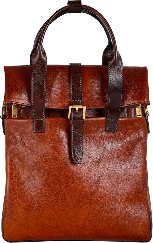 Time Resistance Leather Backpack - Business and Casual Backpack - Real Leather Backpack Made in Italy