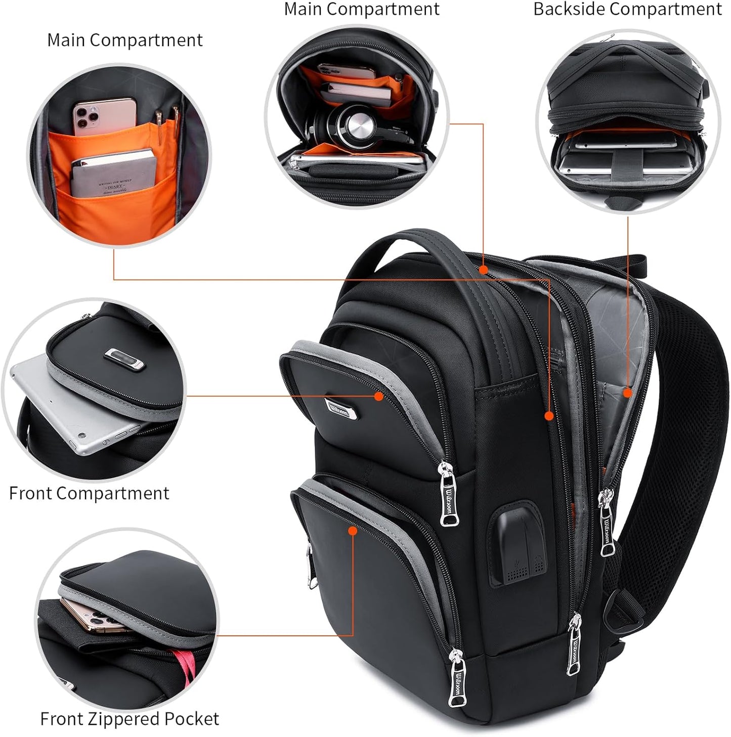 DUSLANG Crossbody Hiking Daypack for Men, Shoulder Backpack Crossbody Chest Bags with USB Charger Port For Outdoor Camping Biking Travel Cycling
