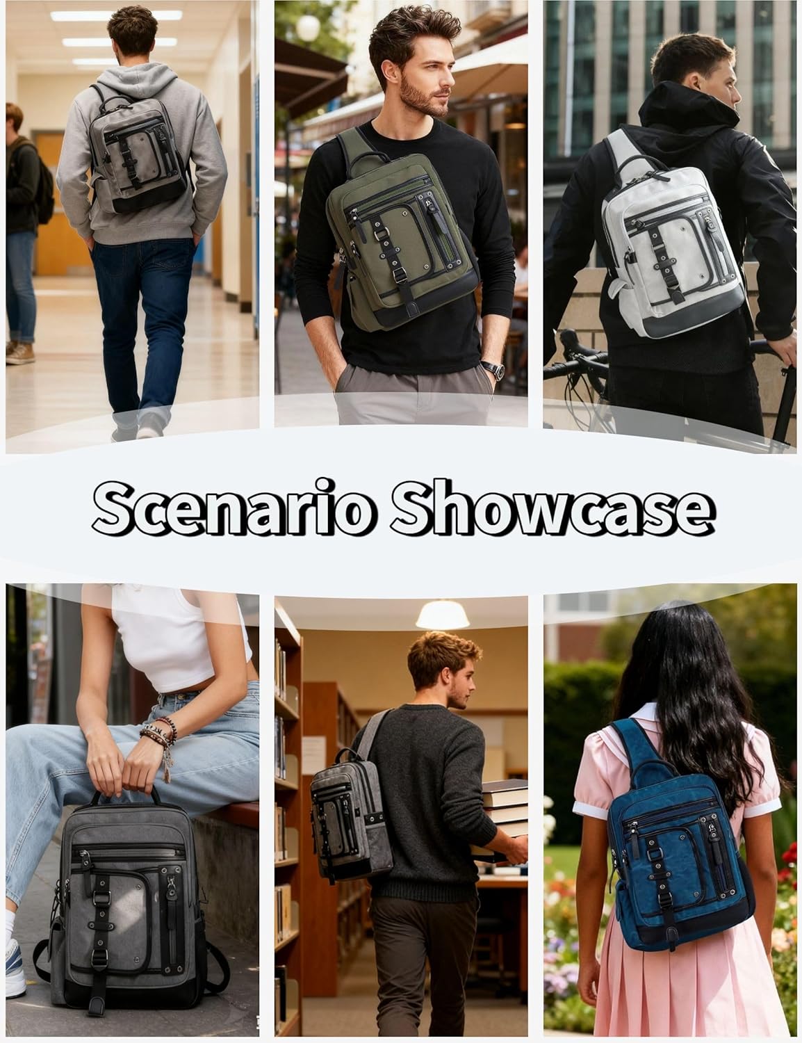 Schkleier Messenger Bag for Men Canvas Sling Bag Crossbody Backpack Laptop Shoulder Bag Hiking Daypacks Casual Tactical
