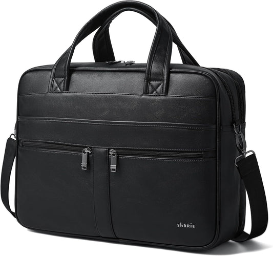 Shrrie Leather Messenger Bag for Men&Women 16 inch Laptop Bag,Water-Resistant Retro Leather Briefcase for Men Business,Work