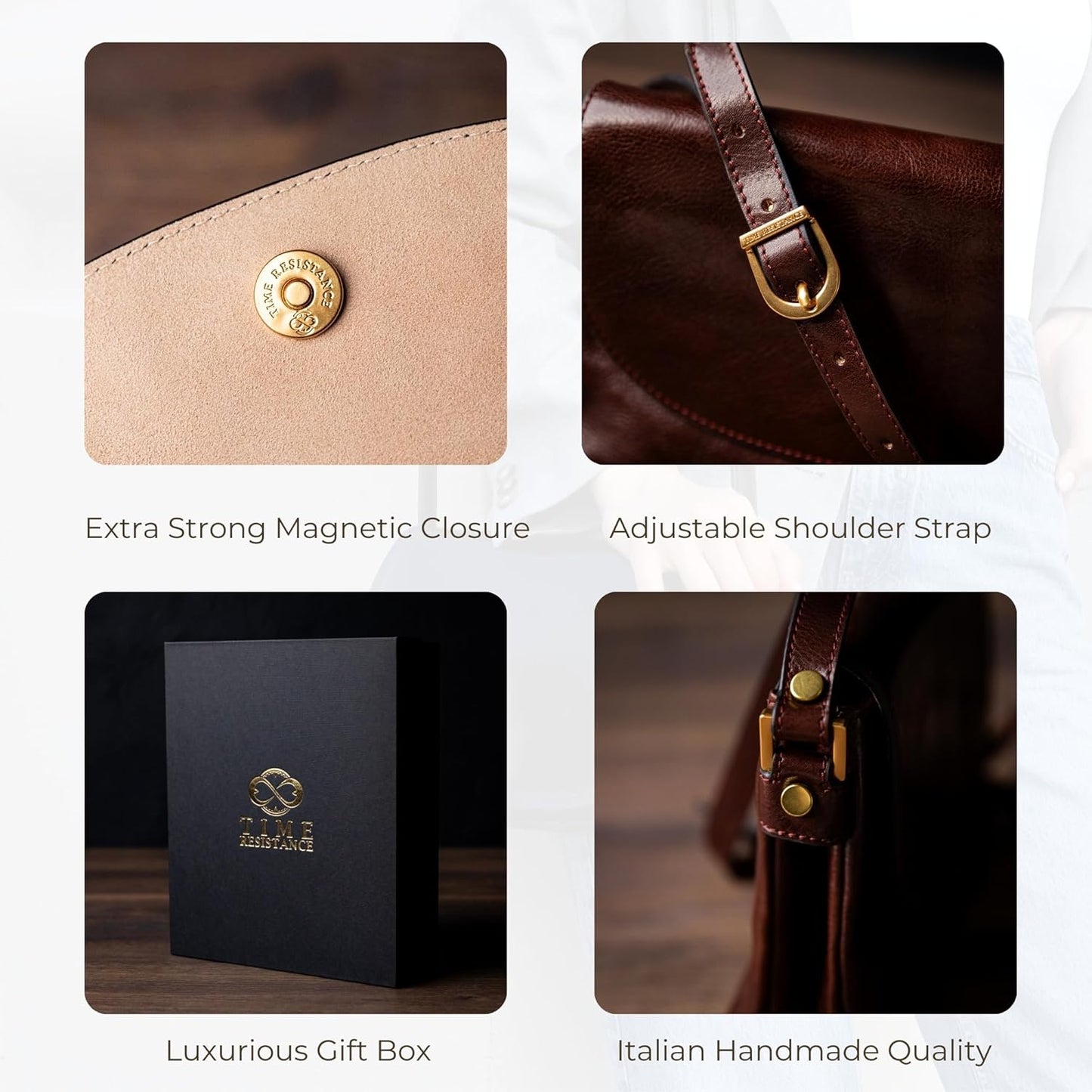 Time Resistance Leather Cross Body Bag for Women - Handbag - Shoulder Bag - Messenger - Purse