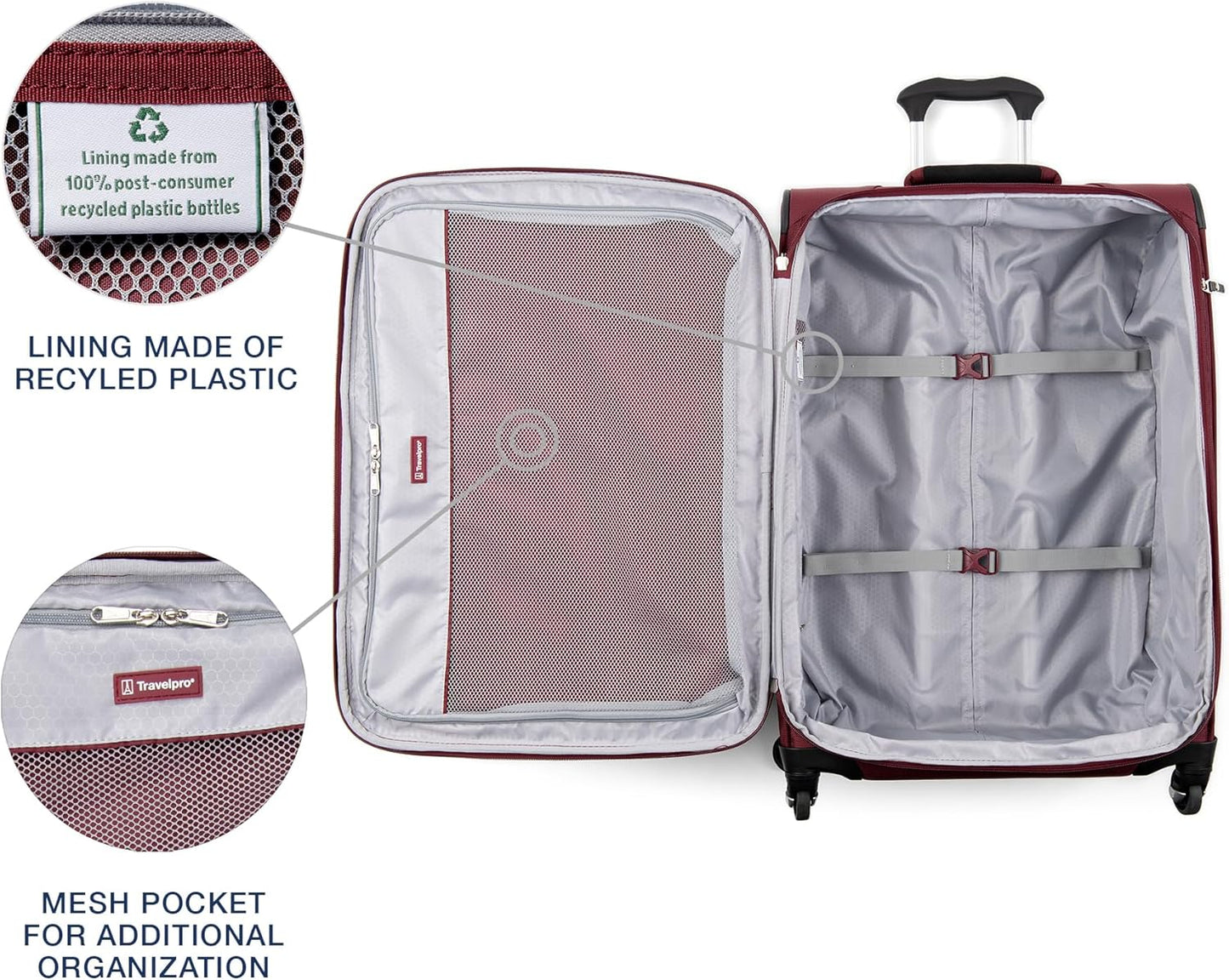 Travelpro Maxlite 5 Softside Expandable 2-Piece Luggage Set — Carry-On and Large Checked Luggage — Burgundy