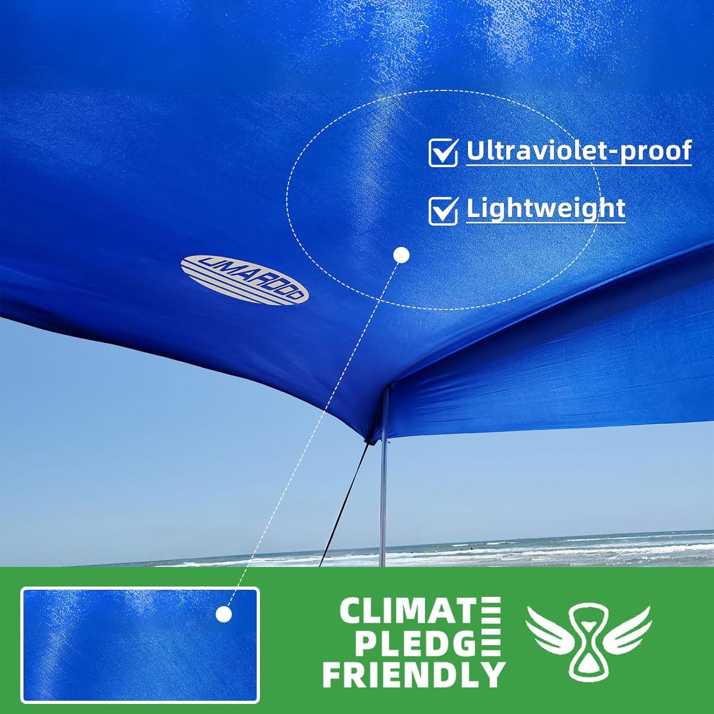 UMARDOO Family Beach Tent Canopy Sun Shade Portable 10×10FT, Large Wind Resistance Beach Sun
