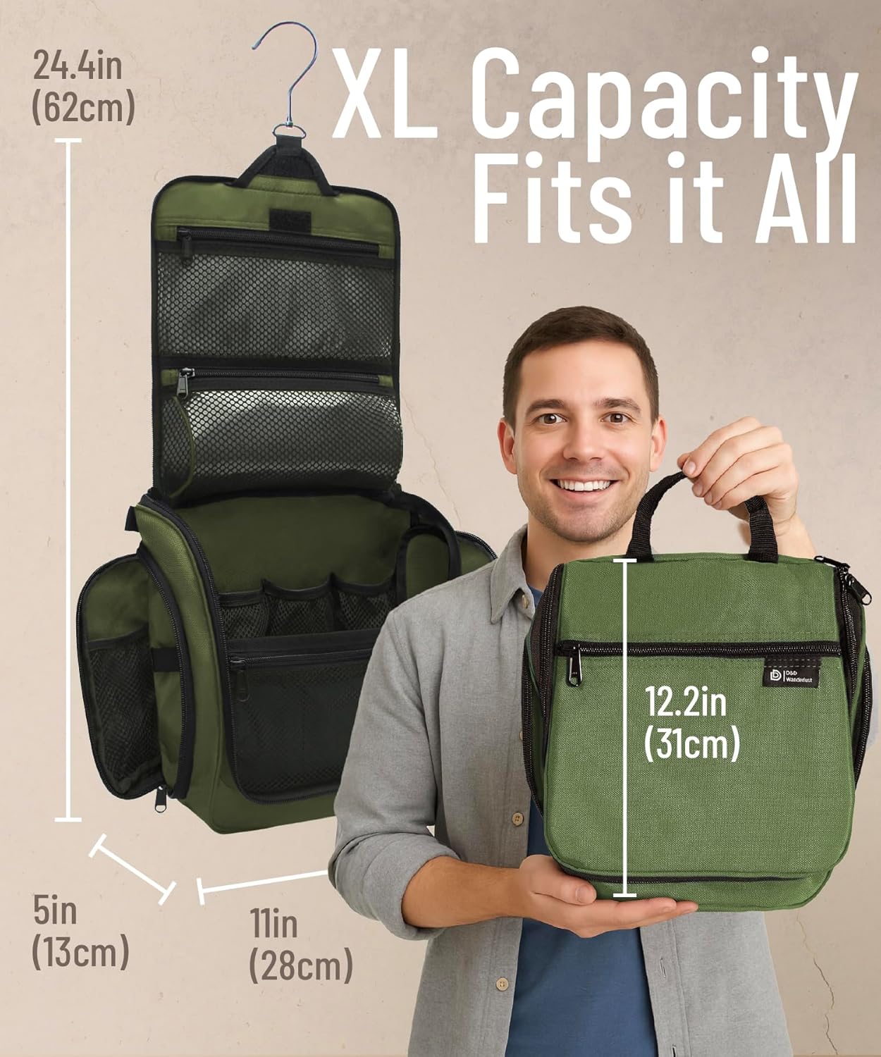 DD D&D Wanderlust D&D Hanging Travel Toiletry Bag for Men and Women – Cosmetics, Makeup and