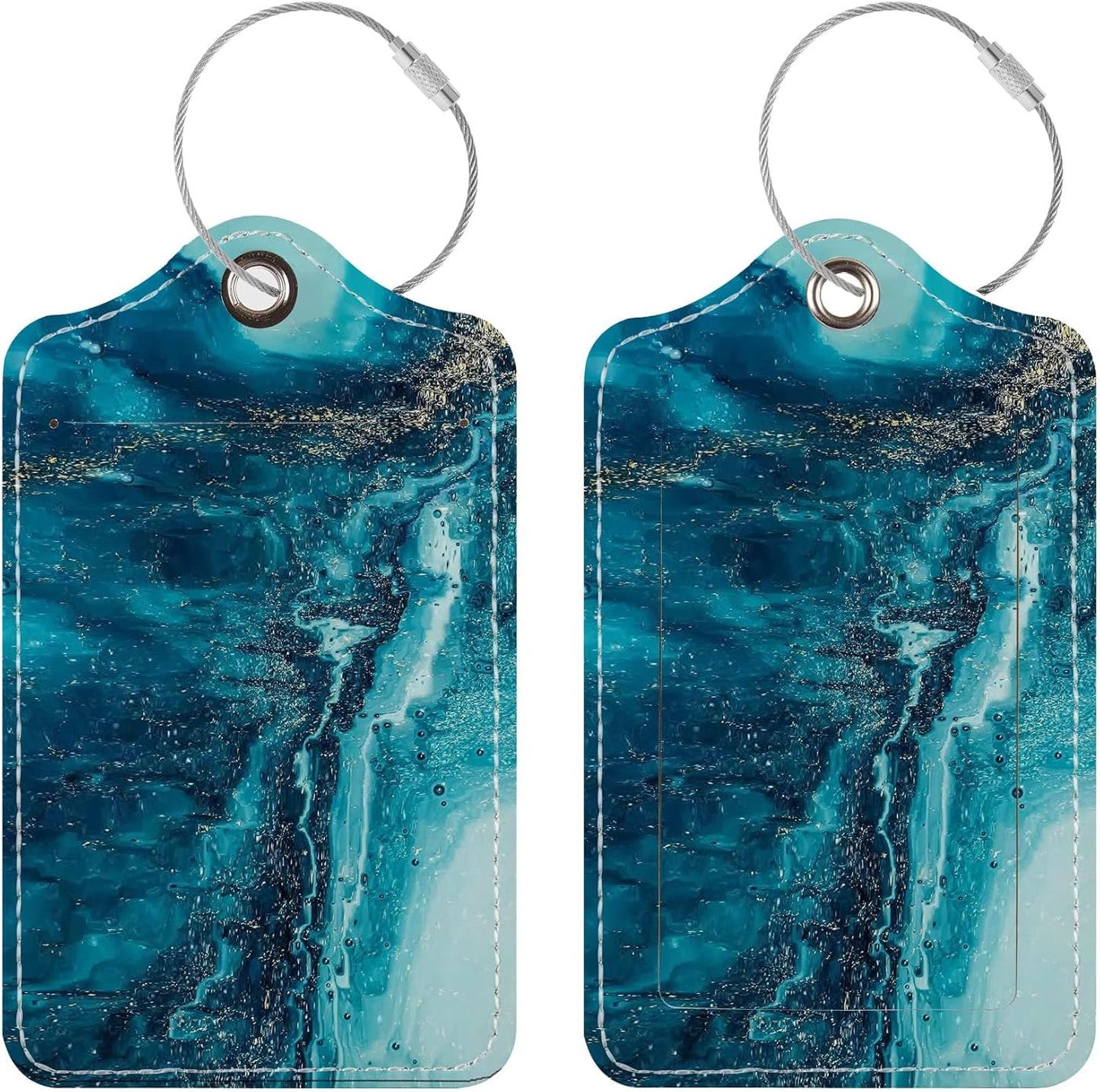 Luggage Tags for Suitcases, 2 Pack Cute PU Leather Suitcase Tag Identifiers TSA Approved with Stainless Steel Loop and Address Card for Baggage Tag for Cruise Airport Travel Essentials by Chelmon