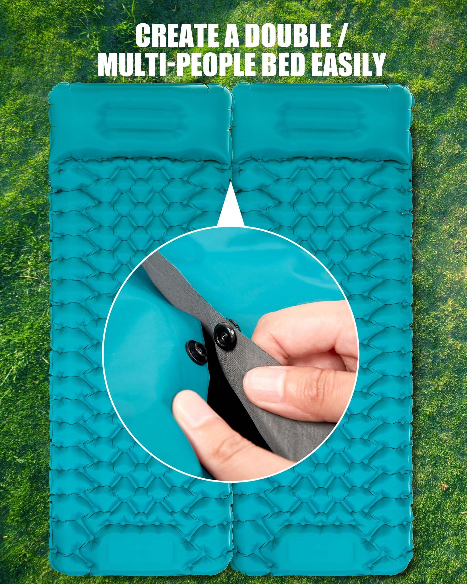 AKSOUL Camping Sleeping Pad with Pillow: Extra Thick 3.9 inch Ultralight Self Inflating Air Mat