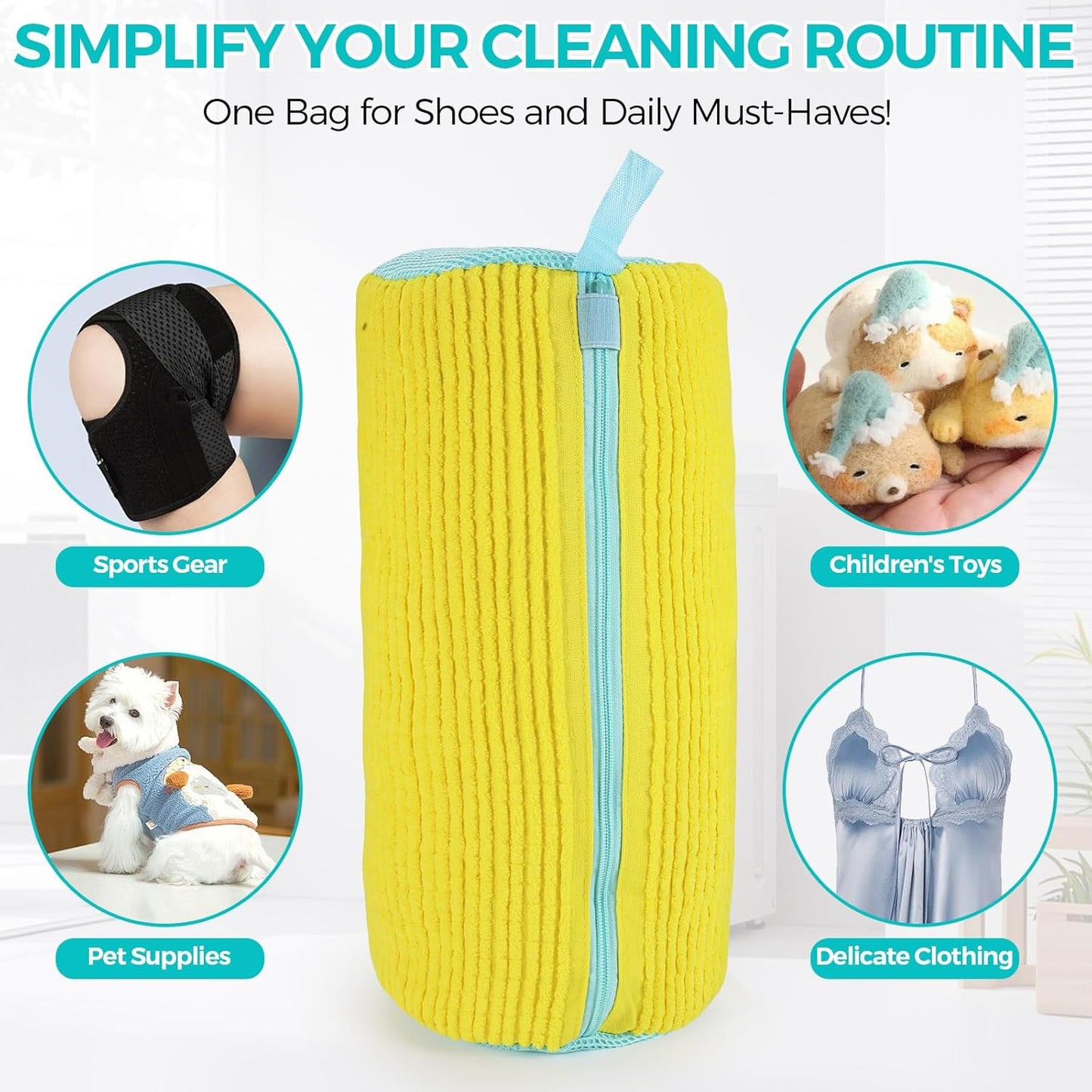 Shoe Washing Machine Bag,Shoe Cleaning Bag for All Shoe Types,Laundry Shoe Bag for Washer and Dryer Laundry Bags-Reusable Shoe Cleaning Bag for Sneaker Tennis Shoes Unstain Cleaner Kit(Yellow 2PCS)