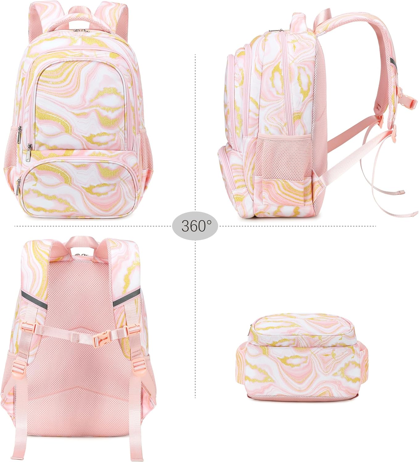 abshoo Marble Lightweight Kids Backpack For School Girls Elementary Kindergarten Bookbag School
