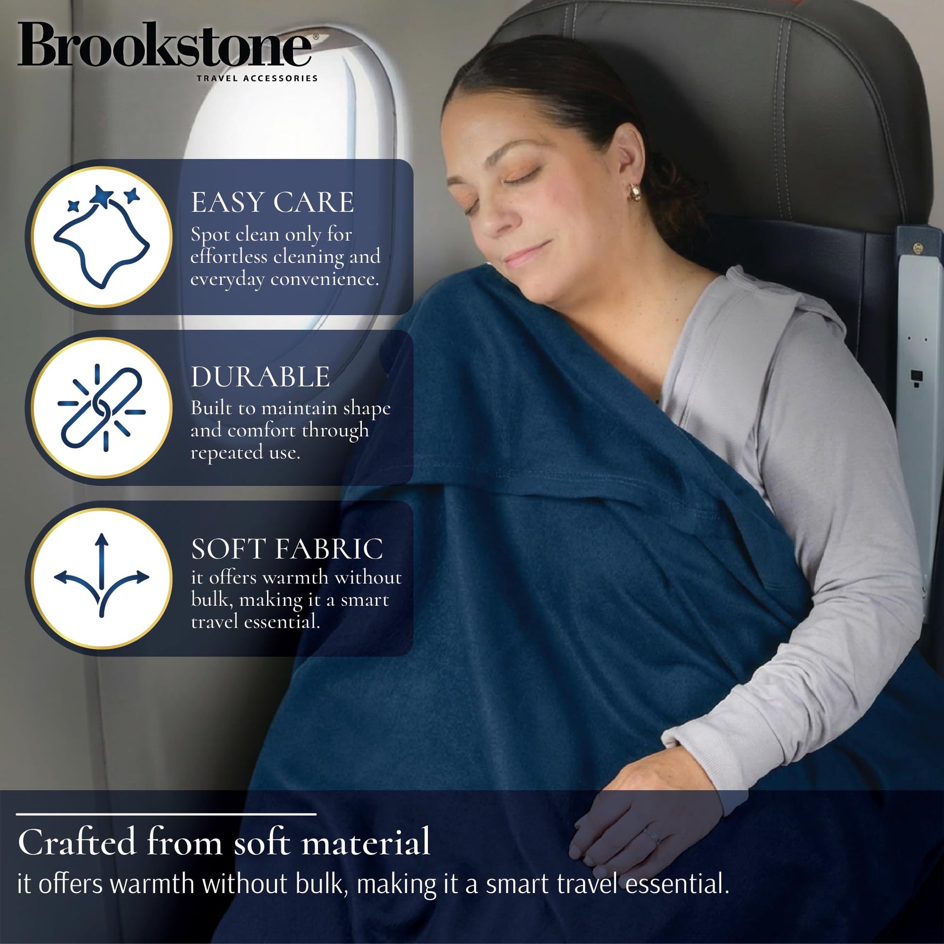 Brookstone Travel Blanket 2-in-1 Soft Throw with Carrying Pouch