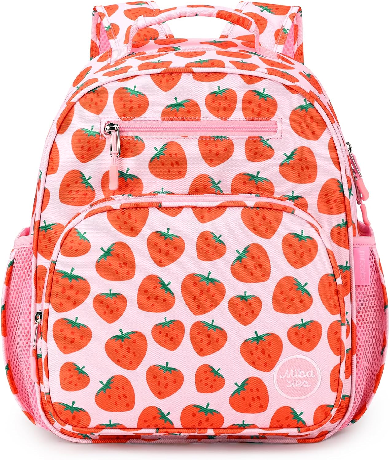 mibasies Girls Backpack 5-8: Lightweight Kids Backpacks for Girls - Girl Bookbag for Elementary School - Strawberry Pink