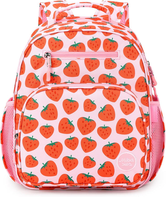 mibasies Girls Backpack 5-8: Lightweight Kids Backpacks for Girls - Girl Bookbag for Elementary School - Strawberry Pink