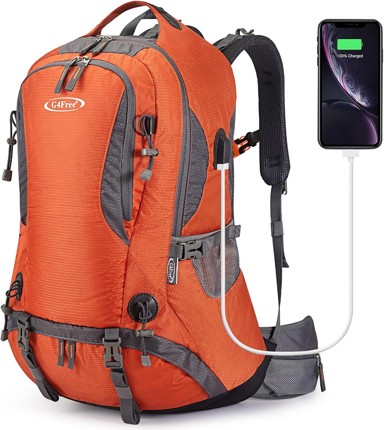 G4Free 50L Hiking Backpack Waterproof Daypack Outdoor Camping Climbing Backpack with Rain Cover for Men Women