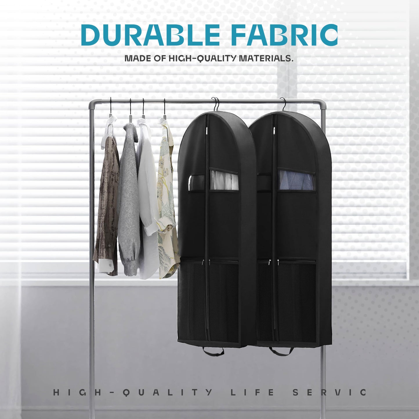 Lazebox 43" Travel Garment Bag with Accessories Zipper Pocket, Heavy Duty Suit Bag for Suits