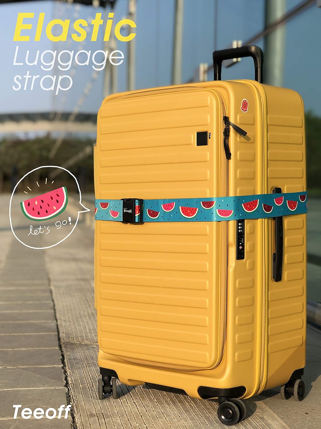 Teeoff Elastic Luggage Straps Suitcase Belts Travel Bag Accessories Adjustable 220CM (Watermelon)