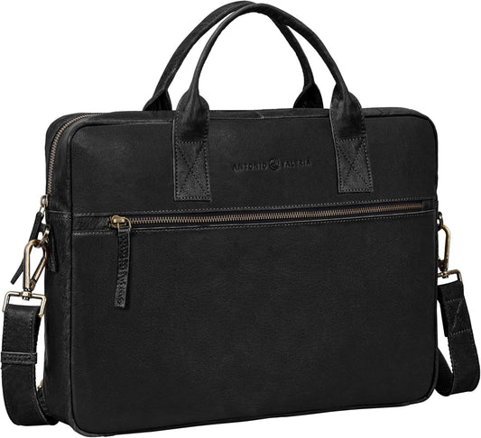 ANTONIO VALERIA Andy Washed Leather Laptop Messenger Bag for Men