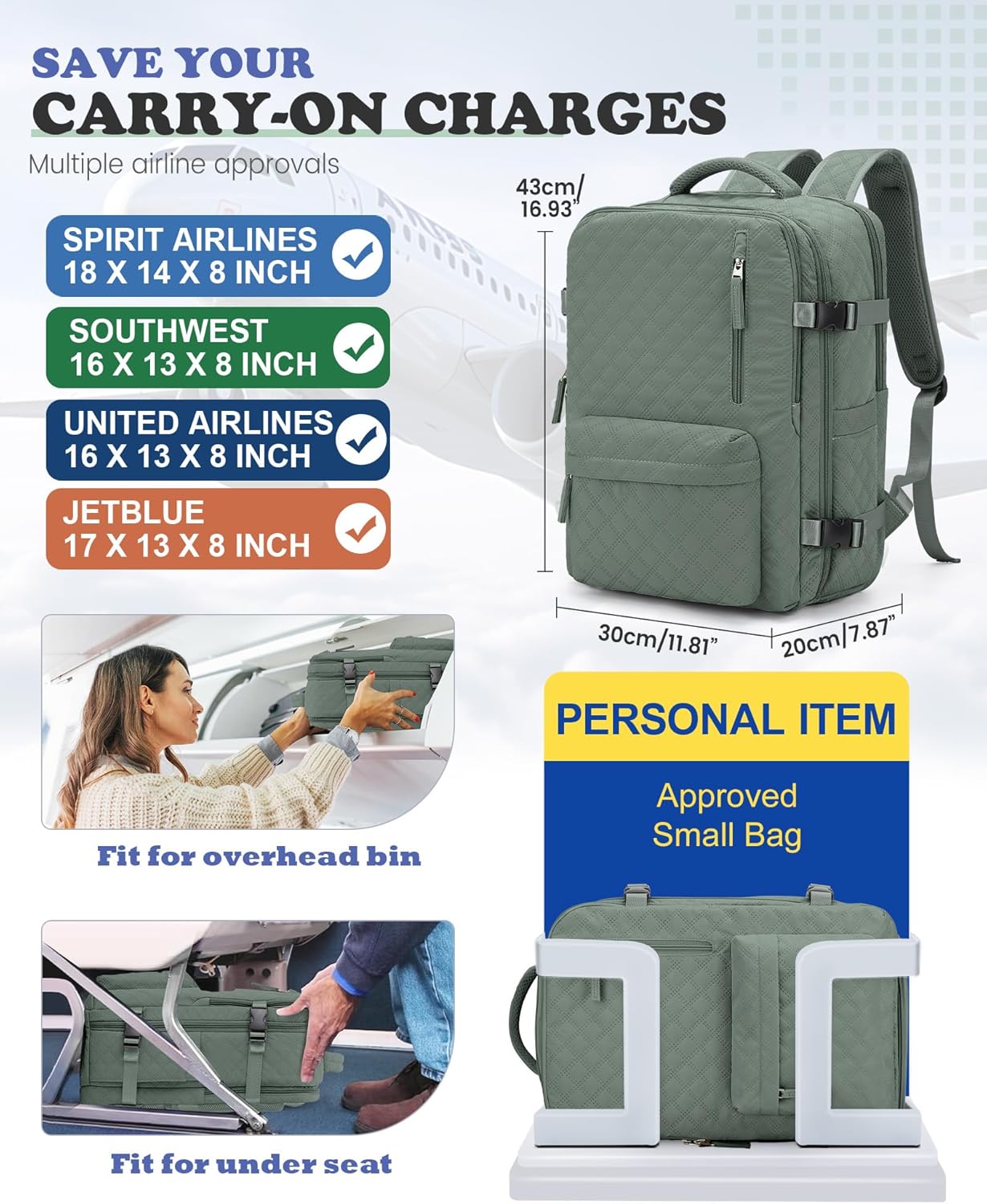 Travel Vacuum Storage Backpack with Air Pump Vacuum Seal Compression Space Saver Bags Clothing Vacpack 18x14x8 inches Travel Bag Carry on Personal item Laptop Work Backpacks Women DarkGreen