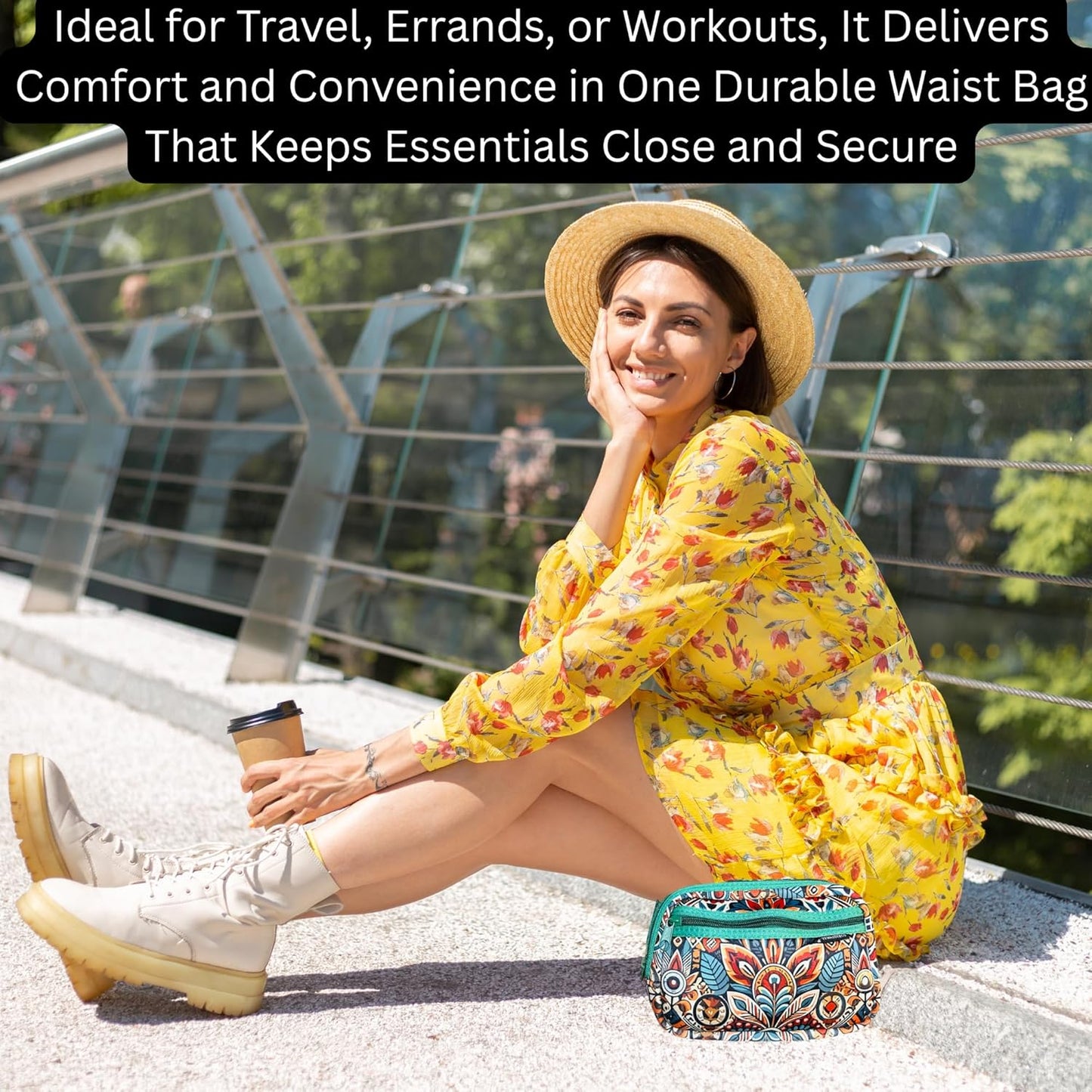 Yewande&co Neoprene Fanny Pack Belt Bag – Lightweight Waterproof Waist Bag with Adjustable Strap, 3 Zippered Pockets, Crossbody Belt Bag for Travel, African Design Crossbody Bags (Fire)