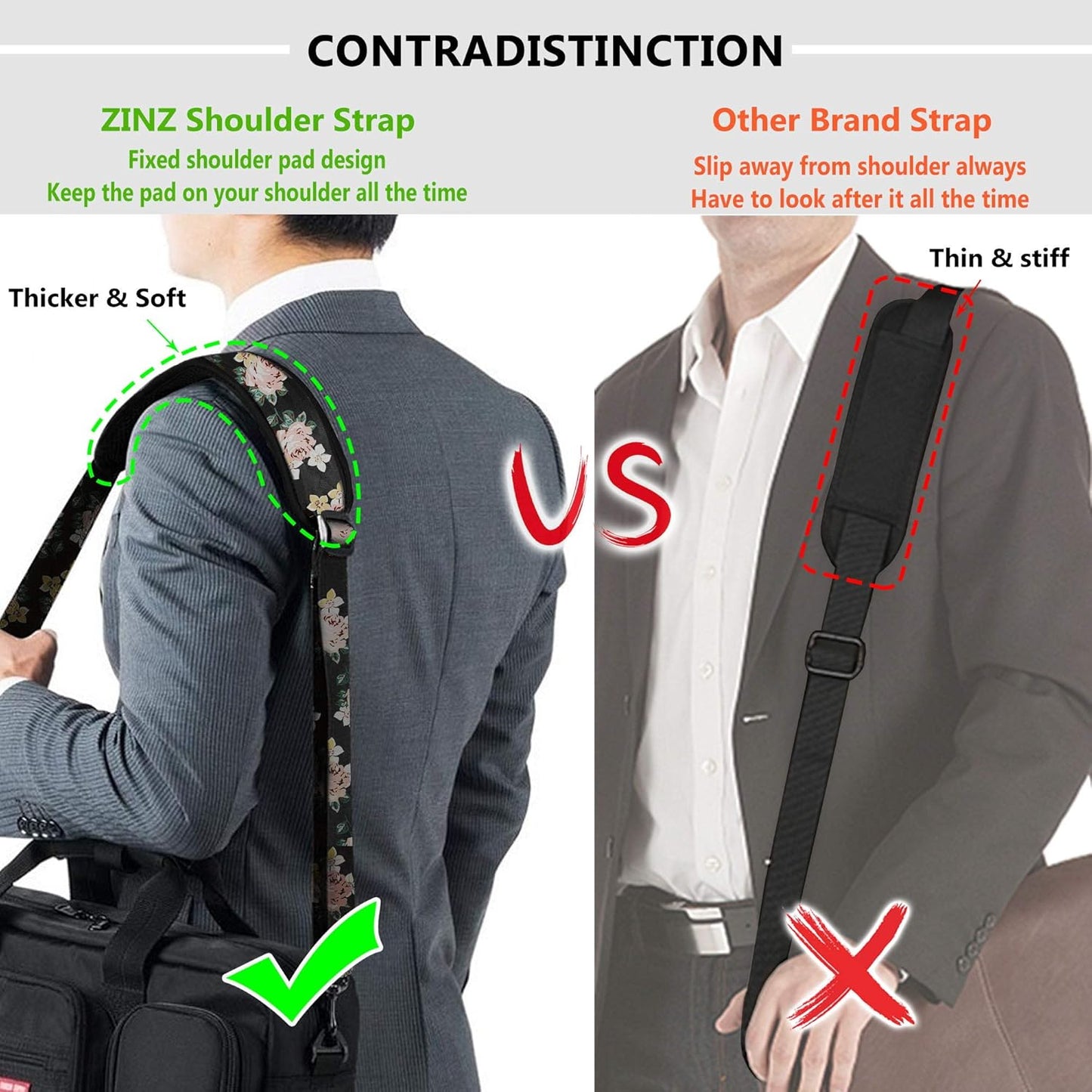 ZINZ Bag Shoulder Strap, Padded Adjustable Shoulder Strap Replacement