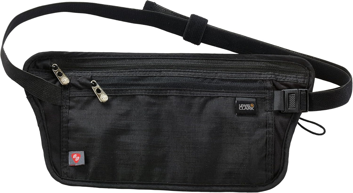 Lewis N. Clark RFID Blocking Money Belt Travel Pouch Waist Stash + Credit Card, Id, Passport Holder for Women & Men
