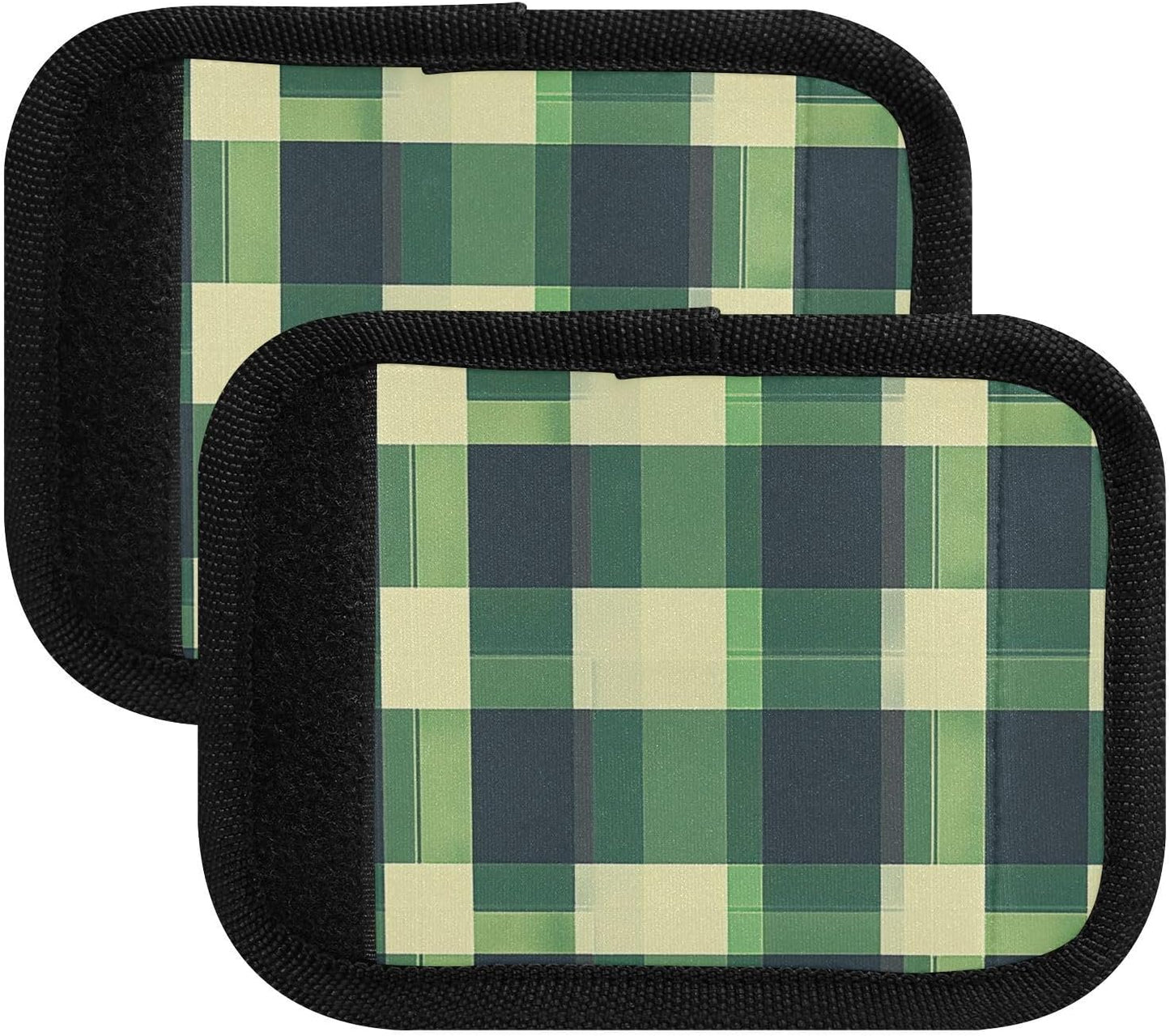 Argyle Plaid Green 4 Pack Luggage Handle Wraps Covers for Suitcase Identifiers Bag Tags Travel Accessories