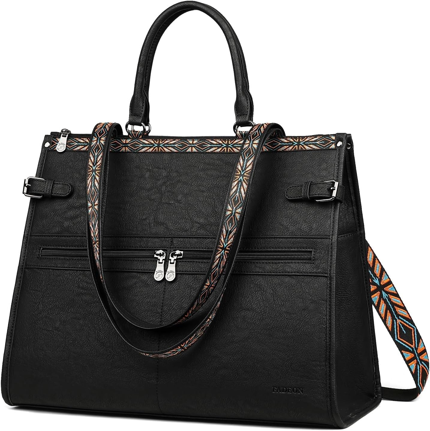 FADEON Laptop Bag for Women Designer PU Leather Large Tote Bags Backpack Purses with 15.6 Laptop Compartment Shoulder Handbag
