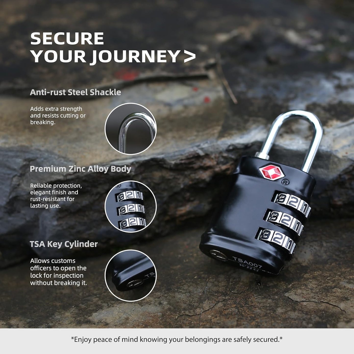 TSA Locks for Luggage, Combination Lock for Locker, Travel Essentials Padlock Combination, Combo Small Padlock for Gym Locker, Suitcase, Gun Case, Backpack, Bag, Zipper, Box, Cabinet