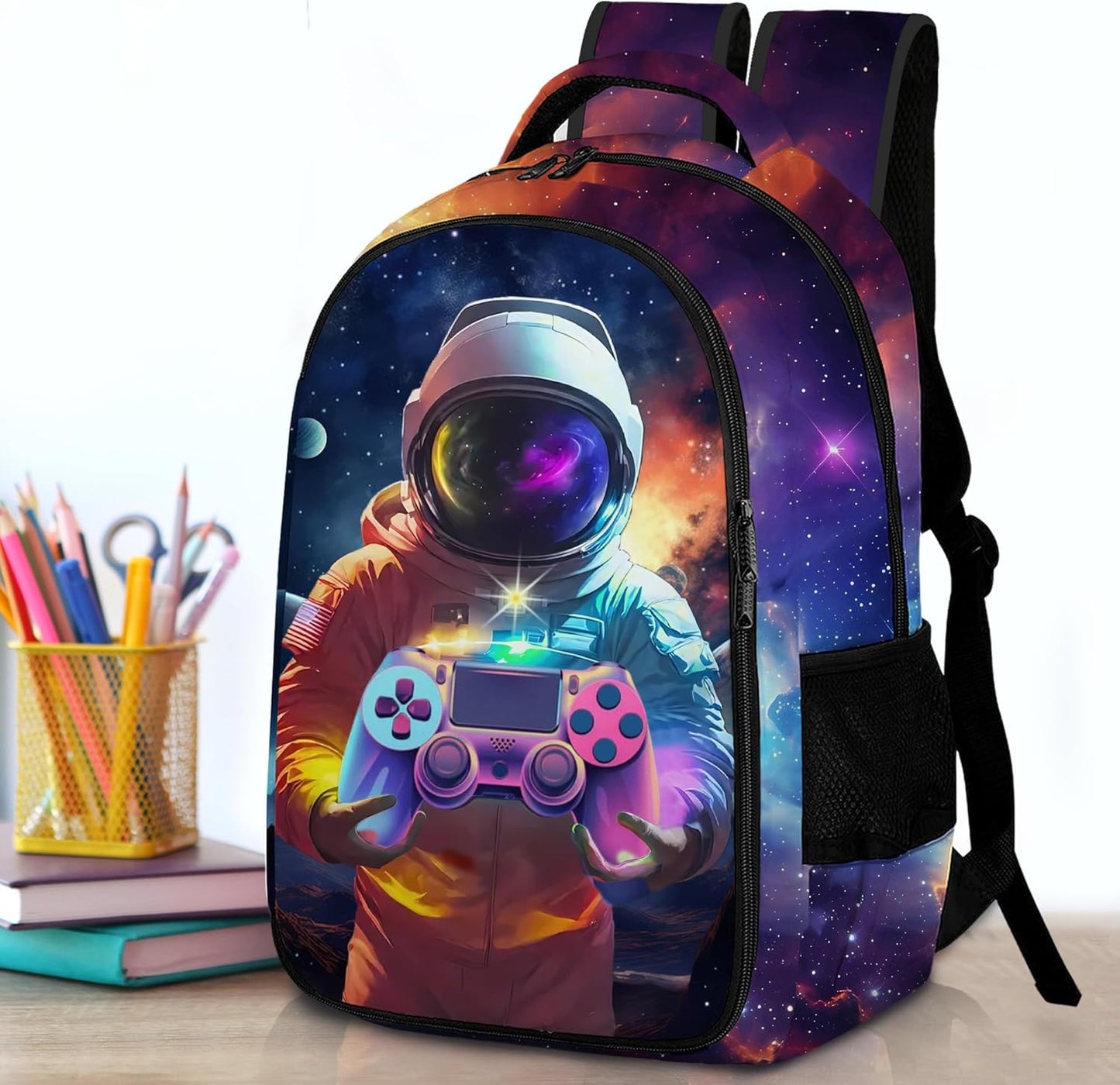 Game Backpack Set for Boys, Gaming Backpack 3 Pack, Boys Lunch Box, and Pencil Bag for Kids, 17"