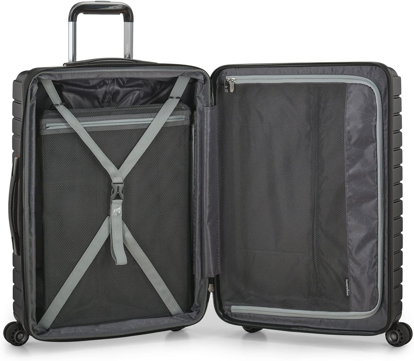 Traveler's Choice Archer Polycarbonate Hardside Spinner Luggage Set, Tie Down Straps, Grey, Checked 29-Inch