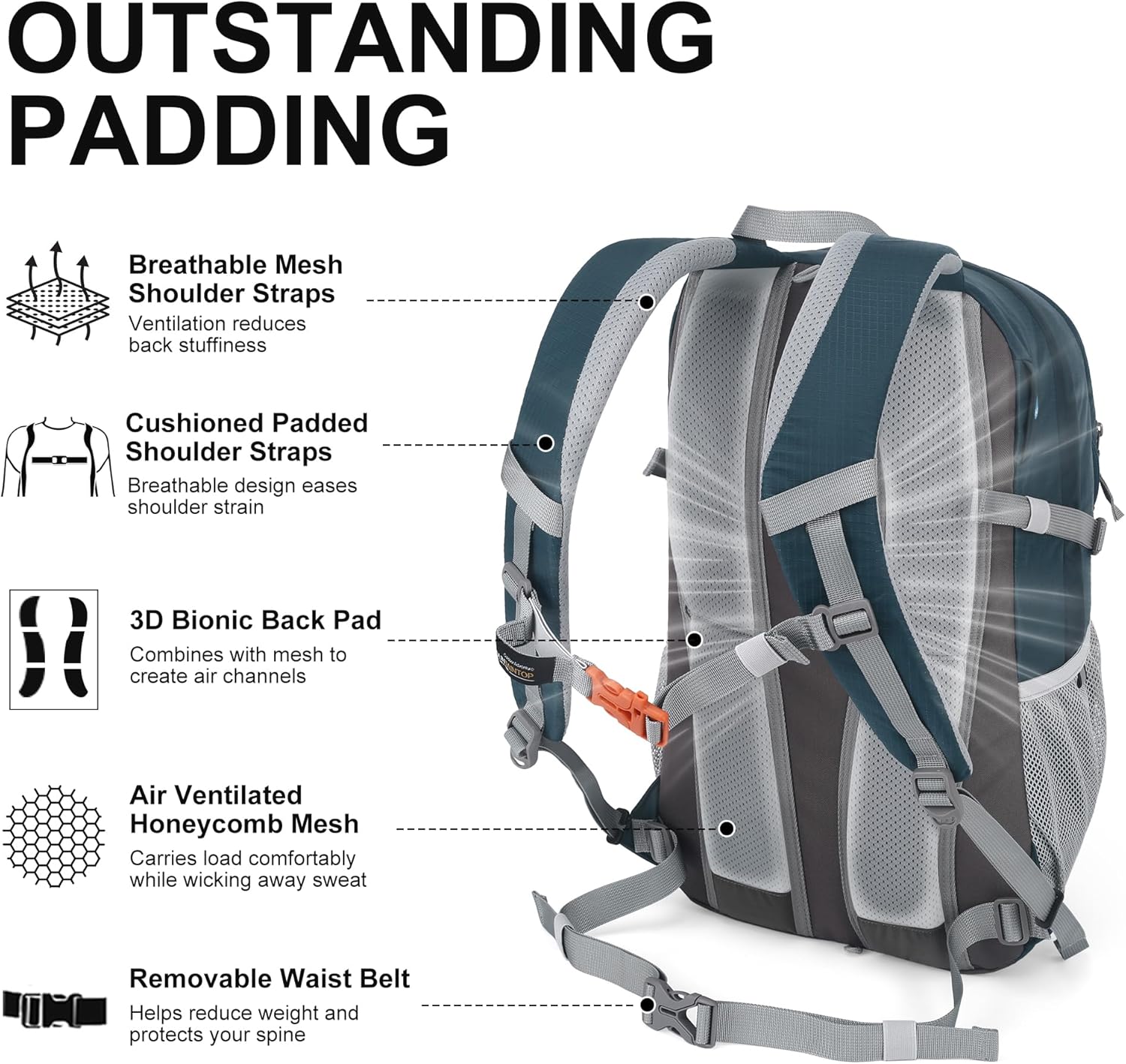 MOUNTAINTOP 25L/40L Hiking Backpack,Lightweight Travel Backpack for Men Women Outdoor Backpacking