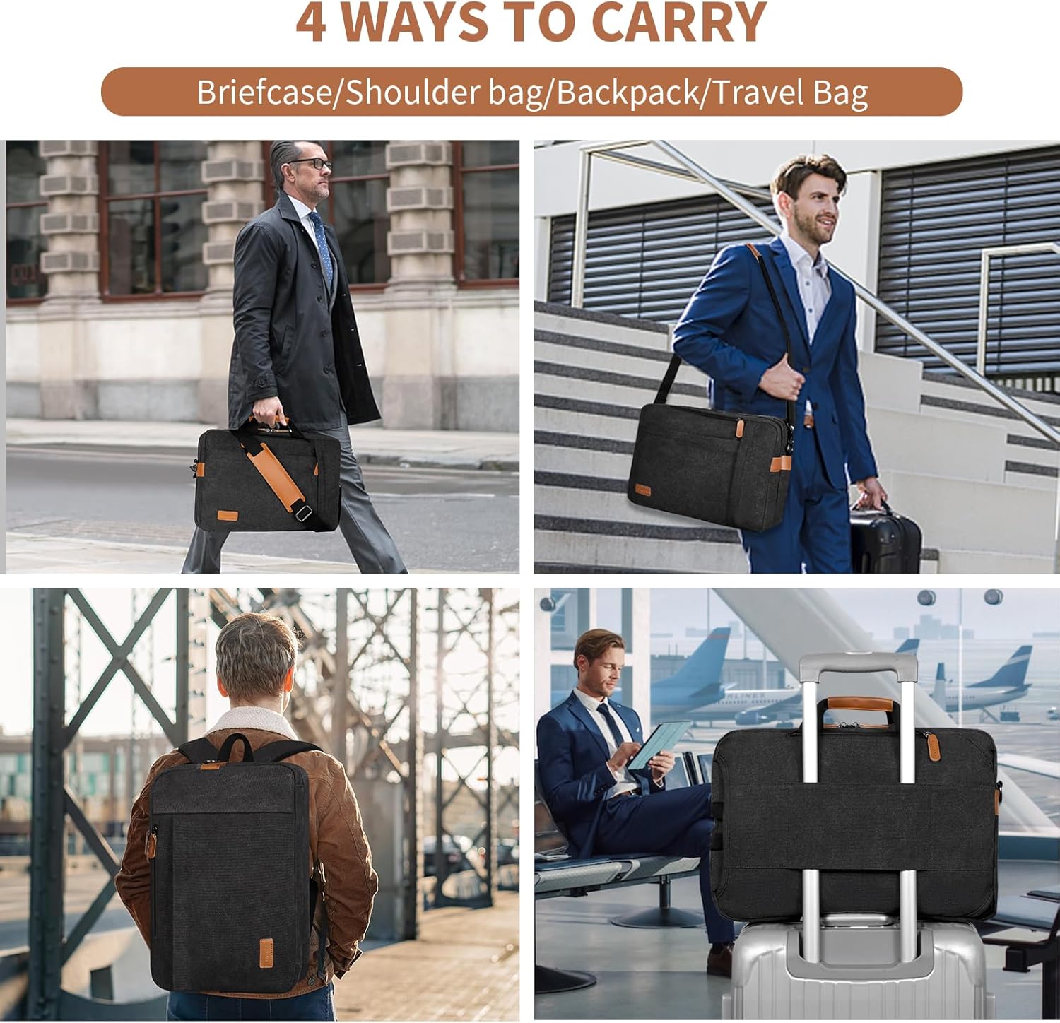 ESTARER Laptop Bag for Men 3 In 1, 17-17.3 Inch Computer Bag Laptop Backpack for